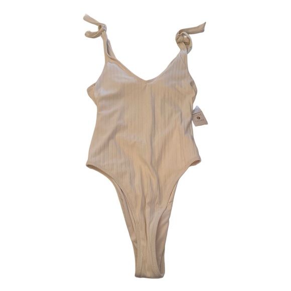 Shade & Shore Swimsuit Women's S (4-6) Off White Ribbed One Peice NWT - Picture 2 of 7